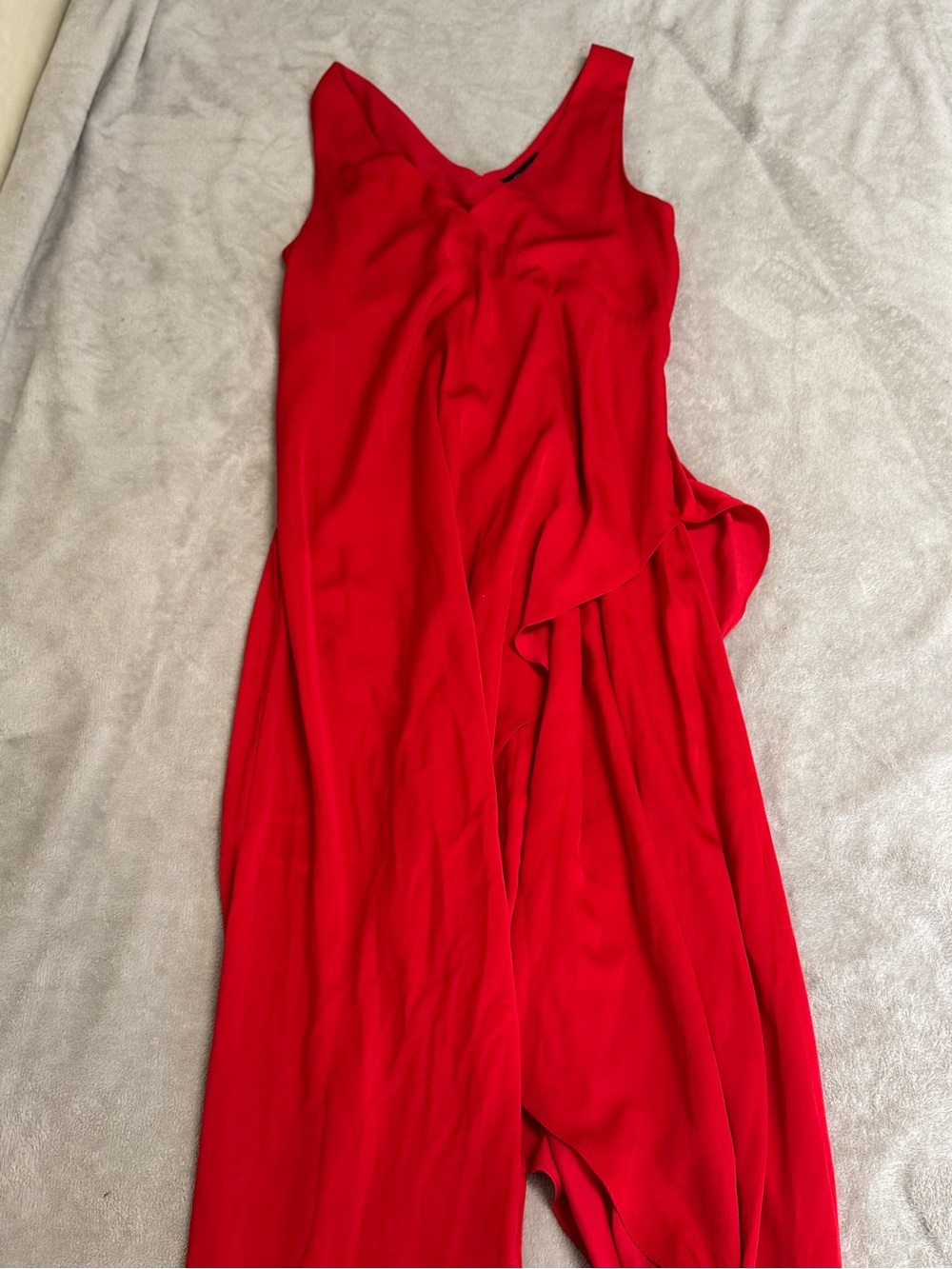 BCBGMAXAZRIA Tara Cascade Ruffle Asymmetric Dress Red S/M